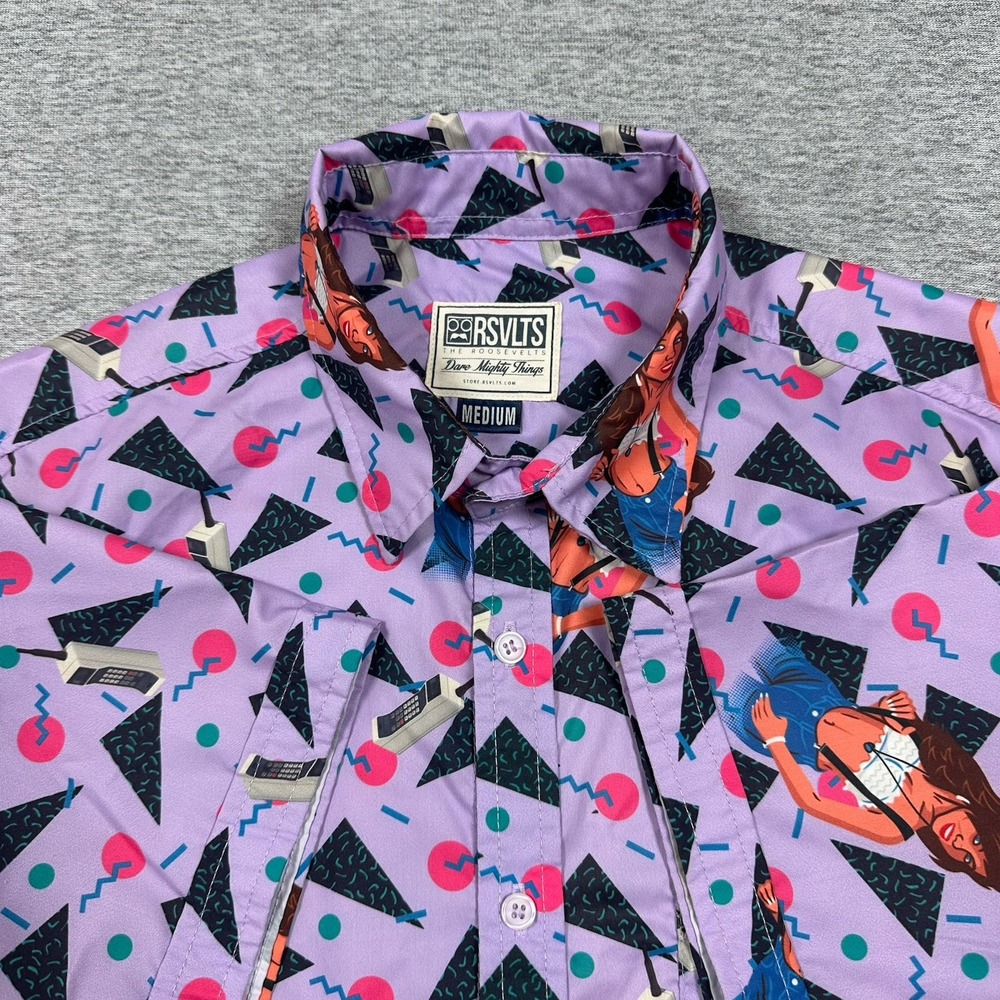 RSVLTS x Saved By The Bell Shirt Mens Medium Purple Kelly Kapowski Button Up
